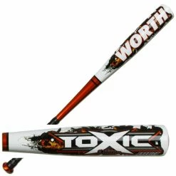 Baseball Bats New Worth Toxic ABPBC BBCOR/BESR Baseball Bat White/Gray/Orange Lithium