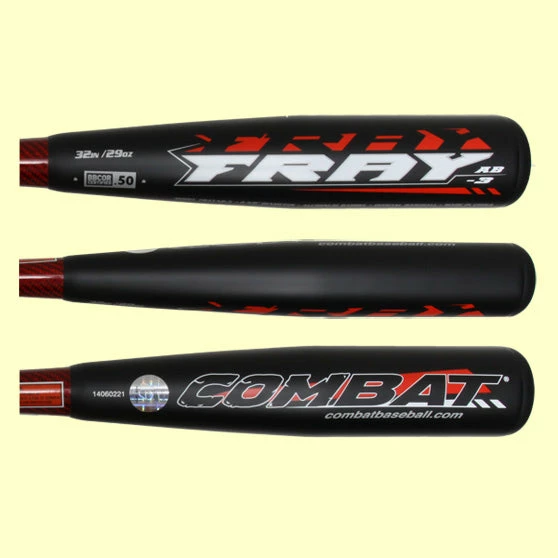 New Combat Fray AB Hybrid BBCOR Baseball Bat Black/Red 2015 -3 1 New Combat Fray AB Hybrid BBCOR Baseball Bat Black/Red 2015 -3