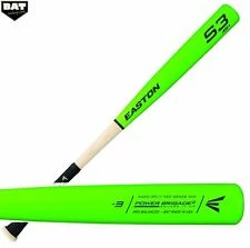 New Easton Power Brigade2 S3 Ash Barrel 32 Wood Bat Green/Black/Natural Baseball